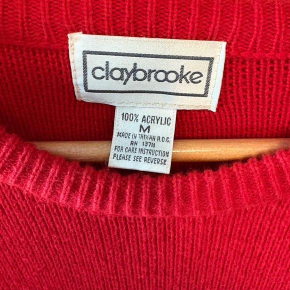 Vintage Claybrooke Mens Red Stripe Green & Blue Ski Sweater, size Medium - Picture 9 of 9